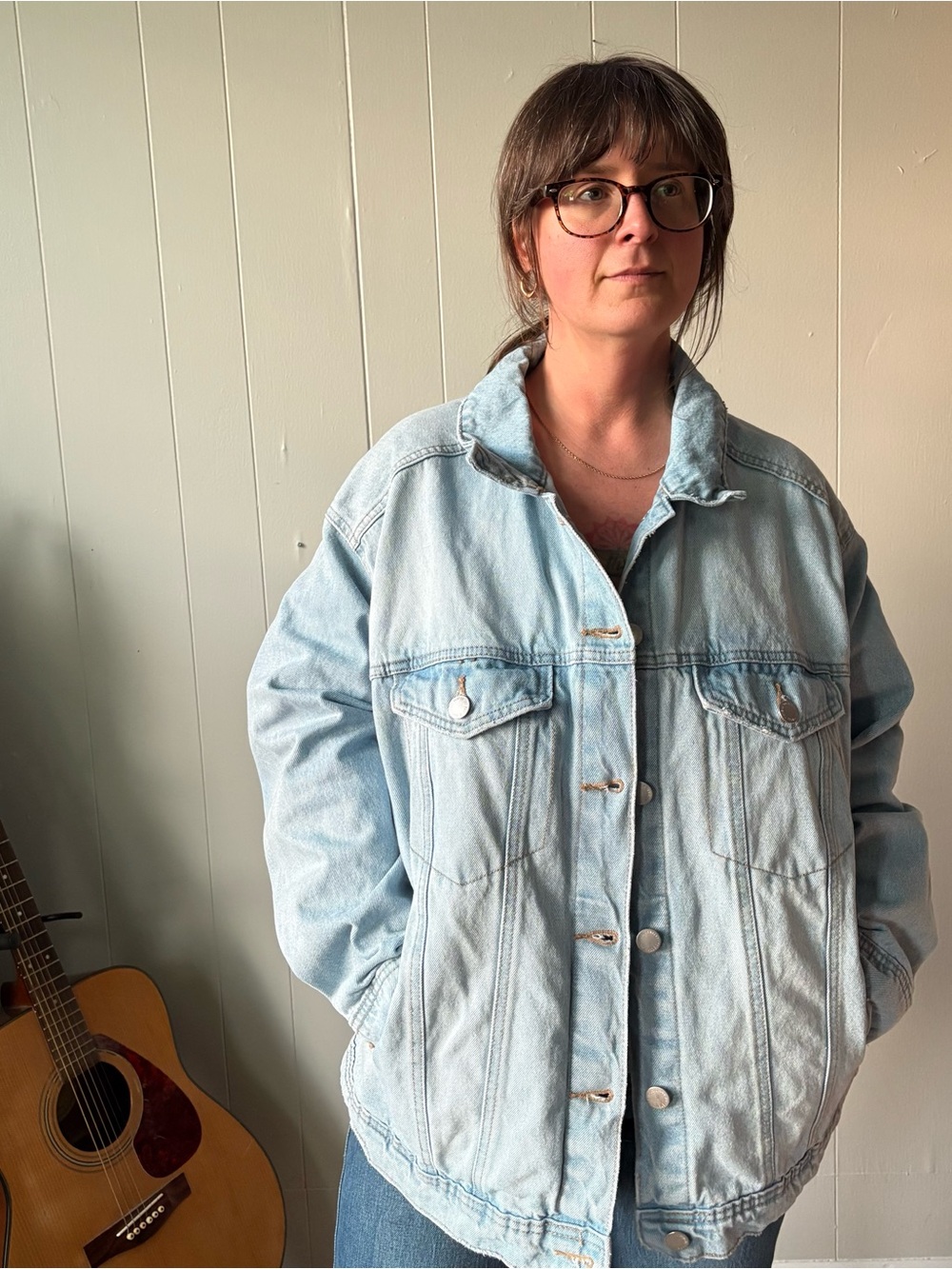 Universal Thread Upcycled Butterfly Patch Jean Jacket - Picture 2 of 11